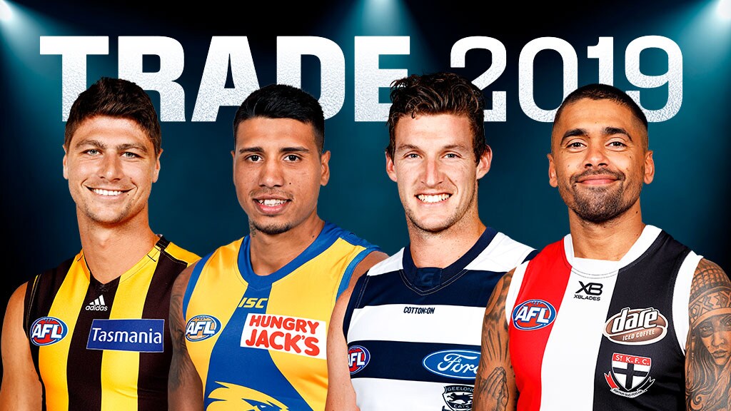 Trade-Wrap-Final-2019.jpg Jonathon Patton, Tim Kelly, Josh Jenkins and Bradley Hill all found new homes this Trade Period - AFL,Adelaide Crows,Brisbane Lions,Carlton Blues,Collingwood Magpies,Essendon Bombers,Fremantle Dockers,Geelong Cats,Gold Coast Suns,GWS Giants,Hawthorn Hawks,Melbourne Demons,North Melbourne Kangaroos,Port Adelaide Power,Richmond Tigers,St Kilda Saints,Sydney Swans,West Coast Eagles,Western Bulldogs,News,All-Club Special,Game,Perspective,Update
